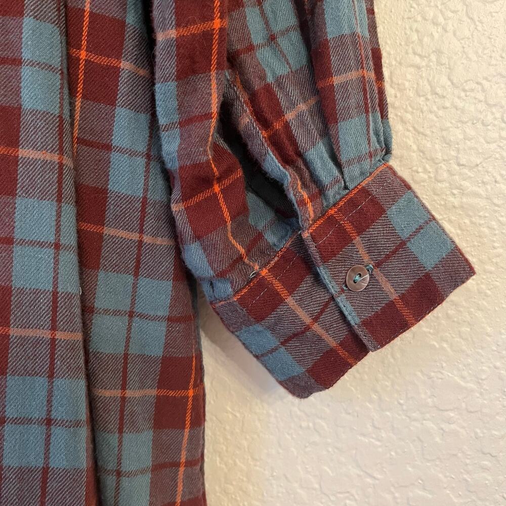 NATURAL LIFE Teal and Rust Plaid Midi Shirt Dress - Picture 10 of 13